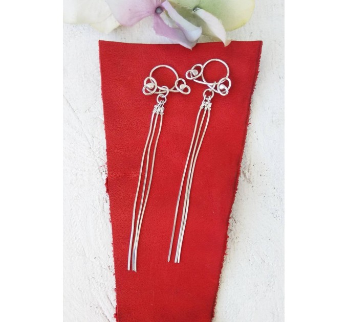 Solid Silver Nipple rings with long chains - Non Piercing Nipple Ring