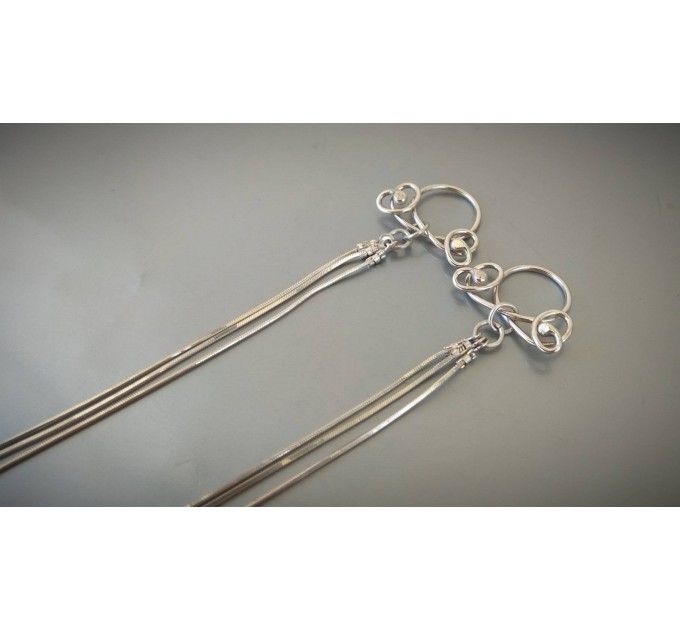 Solid Silver Nipple rings with long chains - Non Piercing Nipple Ring
