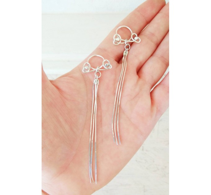 Solid Silver Nipple rings with long chains - Non Piercing Nipple Ring