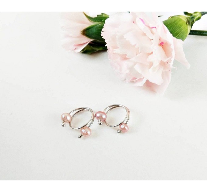  Peach, white pearls nipple clamps - Non Piercing Nipple Rings  Nipple jewelry   