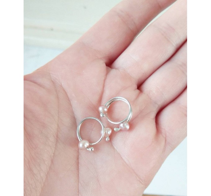 Peach, white pearls nipple clamps - Non Piercing Nipple Rings