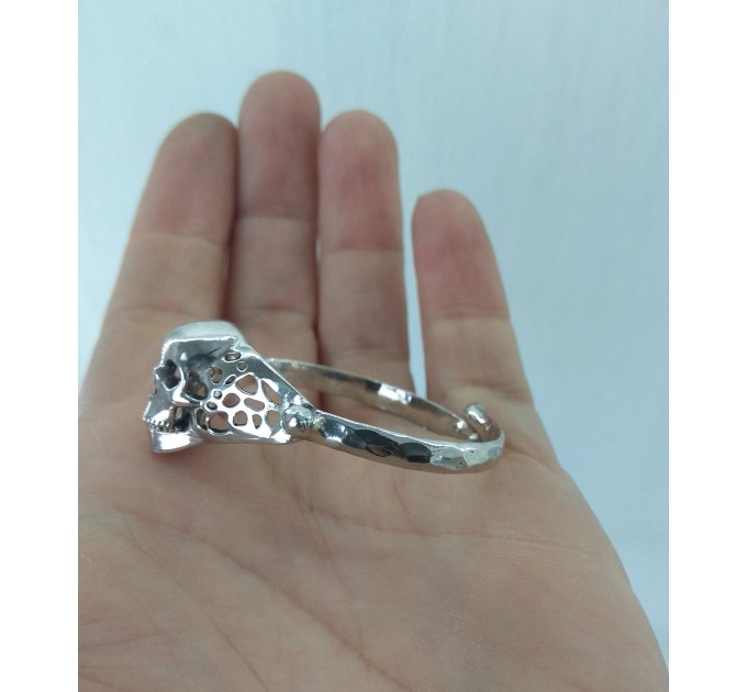  Sterling silver cock ring Skull- Adjustable penis ring - jewelry for mens - hammered ring  Female body jewelry  3 