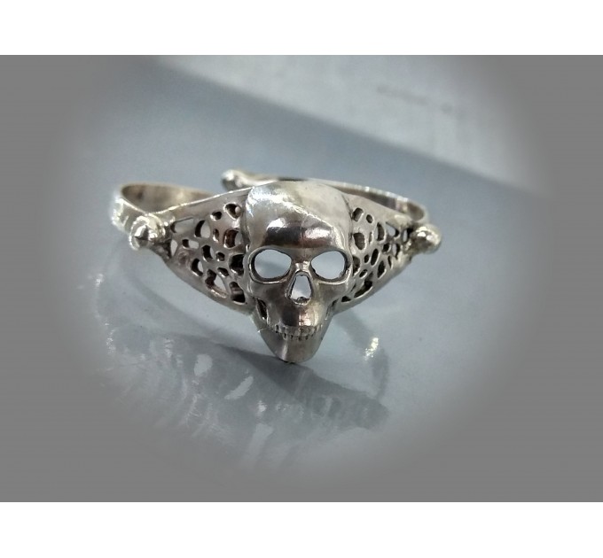  Sterling silver cock ring Skull- Adjustable penis ring - jewelry for mens - hammered ring  Female body jewelry  4 