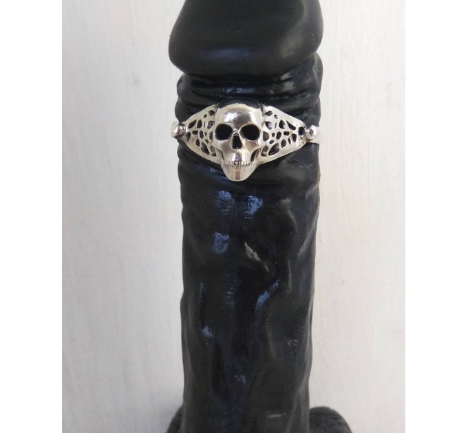  Sterling silver cock ring Skull- Adjustable penis ring - jewelry for mens - hammered ring  Female body jewelry  6 