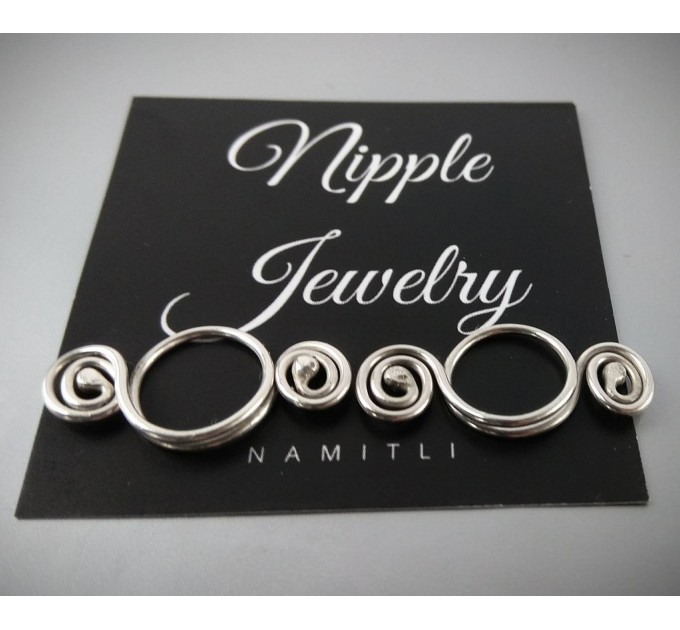 Silver Nipple Rings Non Piercing adjustable Nipple Ring