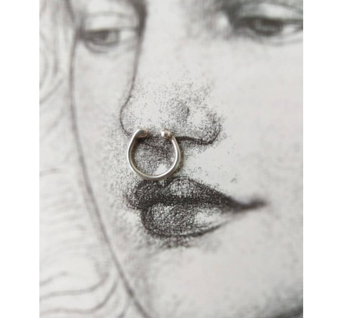 Septum ring -  Sterling Silver septum -  Fake Septum ring - Fake piercing