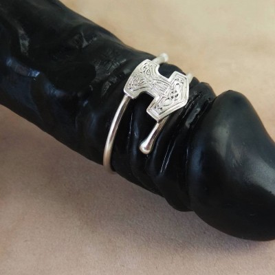 Thor's Hammer Mjolnir Sterling silver cock ring  - Adjustable penis ring - jewelry for mens