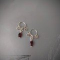 Garnet fake piercing Nipple Rings With natural garnets beads - Solid sterling Silver