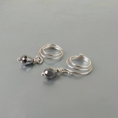 Sterling silver Nipple rings with gray crystal - Fake nipple piercing