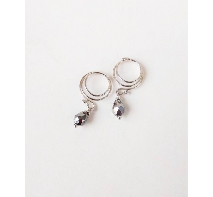 Sterling silver Nipple rings with gray crystal - Fake nipple piercing