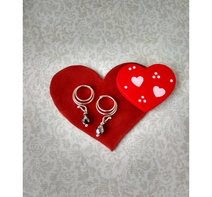 Sterling silver Nipple rings with gray crystal - Fake nipple piercing