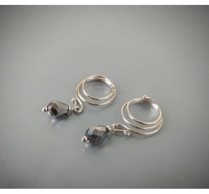 Sterling silver Nipple rings with gray crystal - Fake nipple piercing