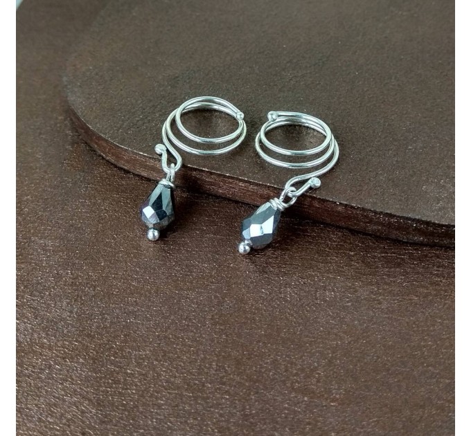 Sterling silver Nipple rings with gray crystal - Fake nipple piercing