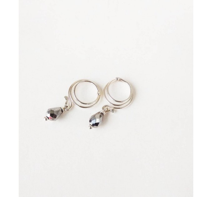 Sterling silver Nipple rings with gray crystal - Fake nipple piercing