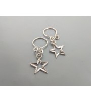 Non Piercing adjustable Nipple Ring with silver stars - Handmade sterling Silver Nipple Rings