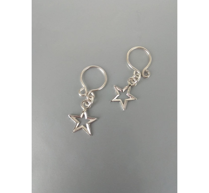 Non Piercing adjustable Nipple Ring with silver stars - Handmade sterling Silver Nipple Rings