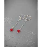 Nipple jewelry Non Piercing Nipple Rings With red quartz beads - Solid sterling Silver - Fake Piercing - gift for wife
