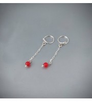 Beautiful Non Piercing Nipple Rings With red quartz beads - Solid sterling Silver - Fake Piercing - gift for wife