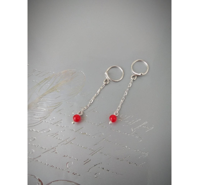 Beautiful Non Piercing Nipple Rings With red quartz beads - Solid sterling Silver - Fake Piercing - gift for wife  Female body jewelry  8 
