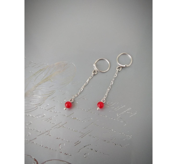 Beautiful Non Piercing Nipple Rings With red quartz beads - Solid sterling Silver - Fake Piercing - gift for wife