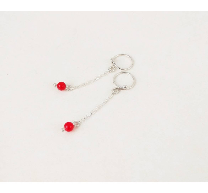 Beautiful Non Piercing Nipple Rings With red quartz beads - Solid sterling Silver - Fake Piercing - gift for wife