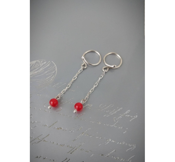 Beautiful Non Piercing Nipple Rings With red quartz beads - Solid sterling Silver - Fake Piercing - gift for wife