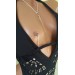 O-ring choker with chains and nipple rings. Sterling silver