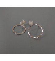 Handmade Open Circle textured  Sterling silver stud earrings