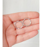 Handmade Open Circle textured  Sterling silver stud earrings