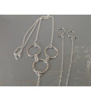 O ring Sterling silver Necklace With Dangling silver Chains and fake nipple piercing