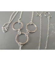 O ring Sterling silver Necklace With Dangling silver Chains and fake nipple piercing