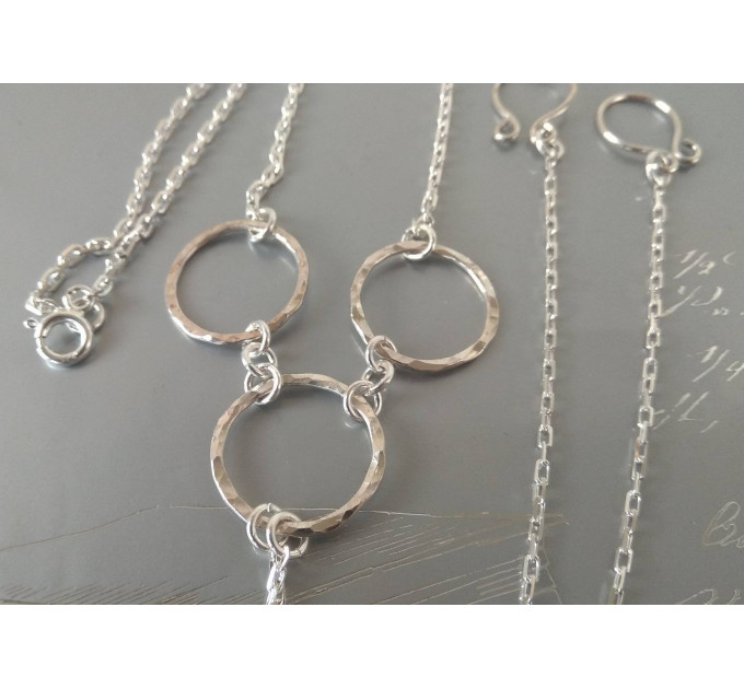 O ring Sterling silver Necklace With Dangling silver Chains and fake nipple piercing