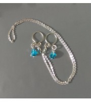 Blue chrystals Silver Nipple rings with chain and blue chrystals -  Non Piercing Nipple Ring