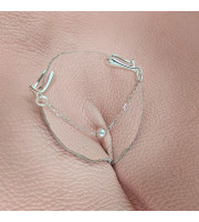 Chain Clit with beadtoral Jewellery serling silver Faux piercing  with silver chain  Non Piercing Clit Clip Adult fun sex toys