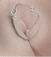 Chain Clitoral Jewellery serling silver Faux piercing  with silver chain  Non Piercing Clit Clip Adult fun sex toys