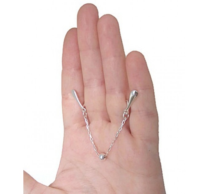 Chain Clit with beadtoral Jewellery serling silver Faux piercing  with silver chain  Non Piercing Clit Clip Adult fun sex toys