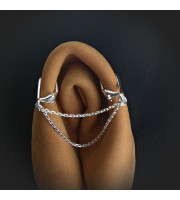 Clitoral Jewellery serling silver Faux piercing  with silver chain  Non Piercing Clit Clip Adult fun sex toys