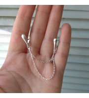 Clitoral Jewellery serling silver Faux piercing  with silver chain  Non Piercing Clit Clip Adult fun sex toys