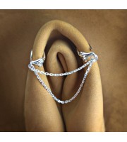 Clitoral Jewellery serling silver Faux piercing  with silver chain  Non Piercing Clit Clip Adult fun sex toys Clitoral Jewellery serling silver Faux piercing  with silver chain  Non Piercing Clit Clip Adult fun sex toys