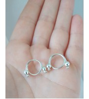 Fake nipple piercing - pair adjustable Barbell - handmade silver nipple bar