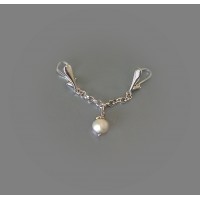 Clitoral Jewellery serling silver with white natural pearl  Faux piercing  with silver chain  Non Piercing Clit Clip Adult fun sex toys
