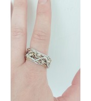 Boho Ring handmade out of silver and brass wire\wirewrap art\ Hippie Ring Wide Ring Free style ring\trend random wrapped ring