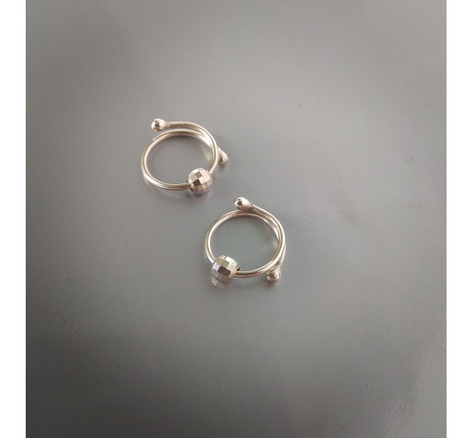 Silver  Nipple rings with silver beads -  Non Piercing  nipple rings