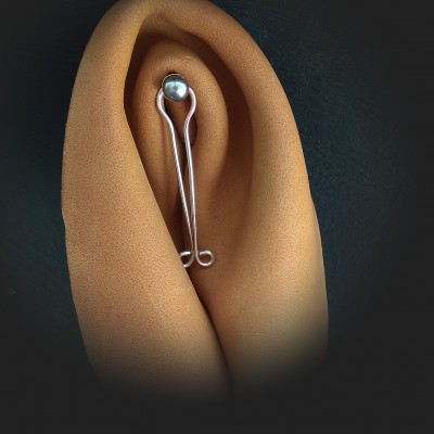 Gray pearl  Clitoral Jewellery Fake piercing Clitoral Jewellery for women handmade out of 18gauge serling silver wire with real pearl