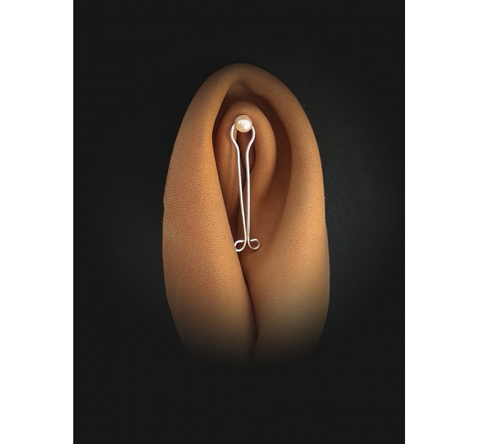 Non piercing Vagina Jewelry  Serling silver wire with real pearl