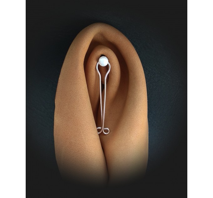 Non piercing Vagina Jewelry  Serling silver wire with real pearl