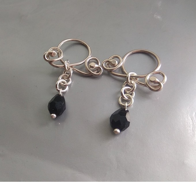  Black crystal Nipple Rings piercing clamps sterling silver fake nipple piercing nipple jewelry set of 2  Nipple jewelry  5 