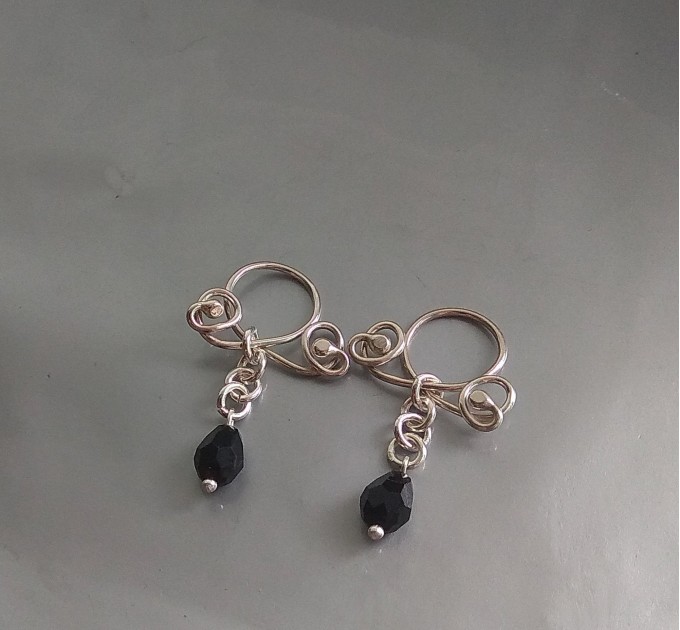 Black crystal Nipple Rings piercing clamps sterling silver fake nipple piercing nipple jewelry set of 2