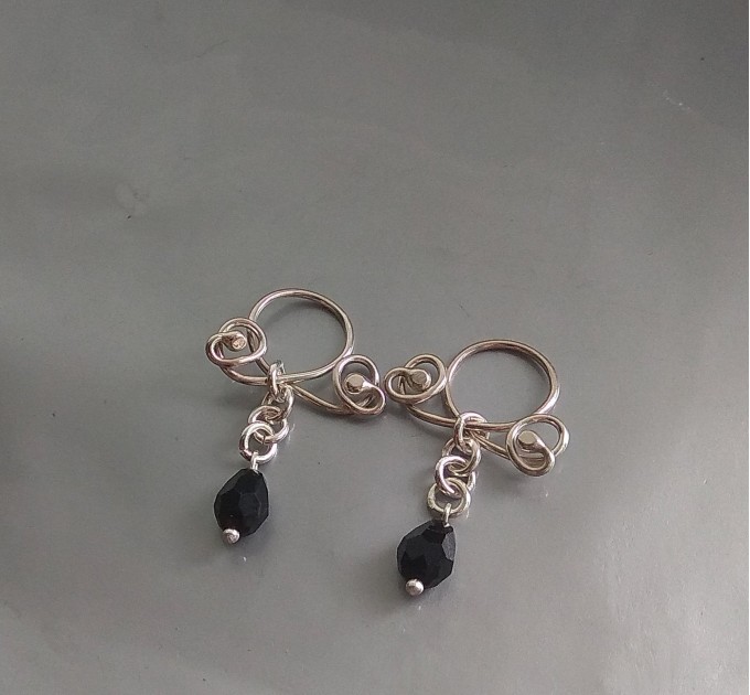  Black crystal Nipple Rings piercing clamps sterling silver fake nipple piercing nipple jewelry set of 2  Nipple jewelry  6 