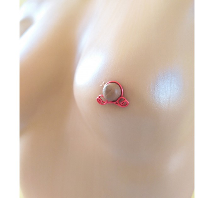 Red Nipple Rings - Fake Piercing